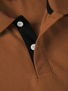 Manfinity Homme Men's Horse And Figure Printed Polo Shirt - Brown - View 5