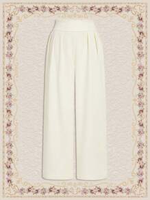 SHEIN DECDS 純色高腰寬褲 - 杏色 - 查看 1