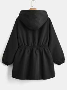 SHEIN EZwear 大码女式束腰连帽夹克，适合冬季