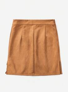 SHEIN VCAY Studded Detail Fringe Hem Bodycon Skirt - Khaki - View 2