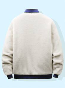 Manfinity Homme Men's Loose Padded Coat With Color-Block & Patched Detail And Zipper Closure - Beige - View 2