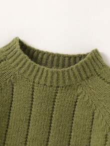 嬰兒男童拉格蘭袖毛衣 - 綠色 - 查看 3
