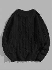 EASEVO Plus Size Men's Casual Solid Color Knit Sweater, Autumn/Winter