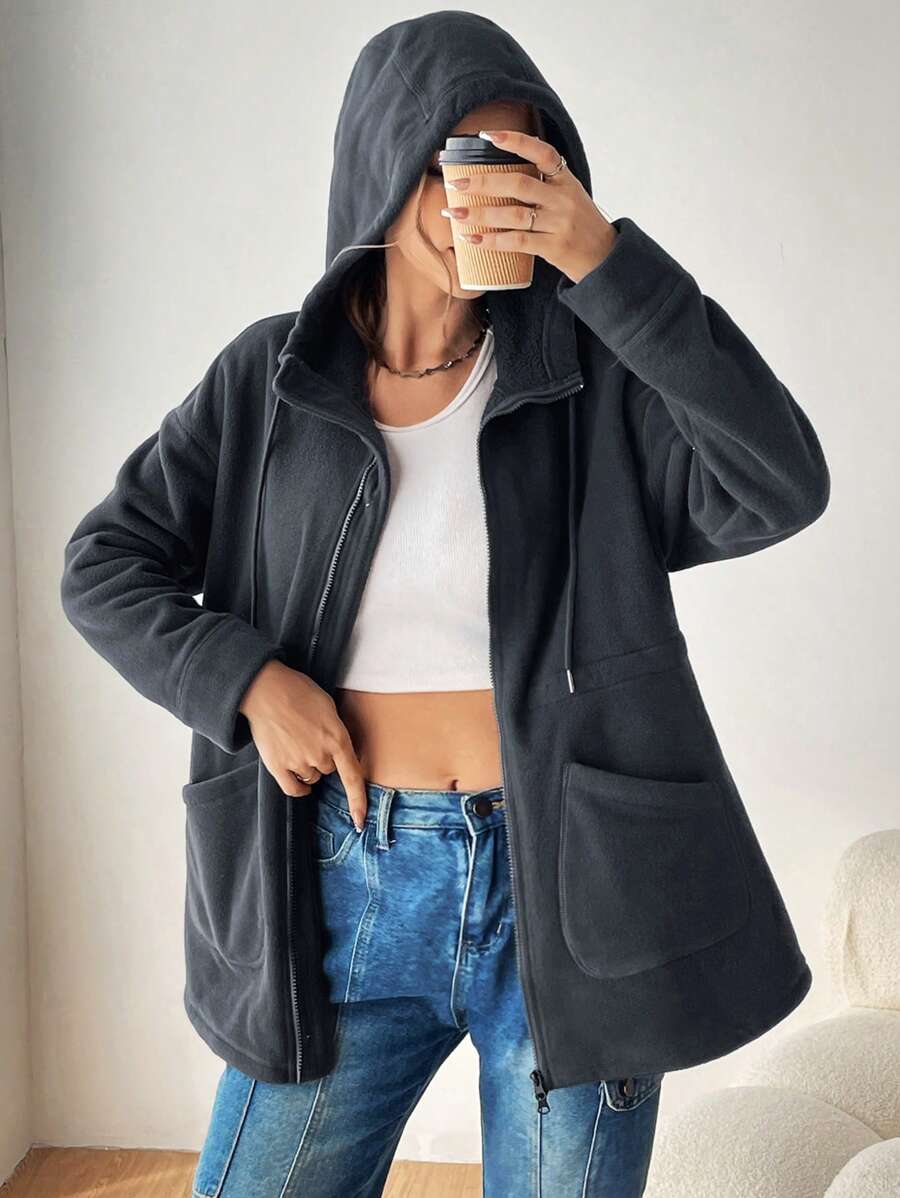 Muchica 束口連帽下垂袖夾克 - 灰色 - 查看 1