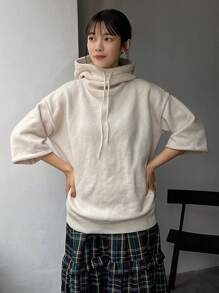 FRIFUL 女士束緊帽子的帽衫 - 杏色 - 查看 8