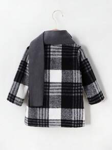 Warmer, Langärmliger Karierter Wollmantel Für Baby-jungen - Schwarz - Übersicht 2