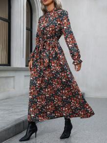 SHEIN Clasi Đầm tay xếp nếp in hoa Ditsy - Nhiều màu - Xem 7