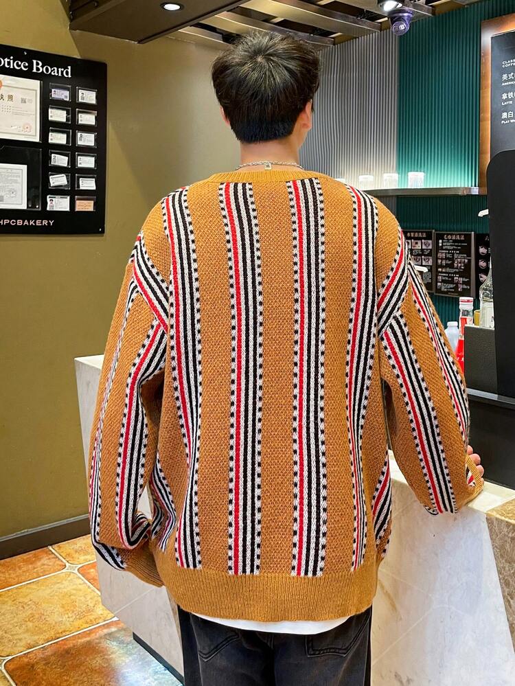 Men's Striped Drop Shoulder Sweater