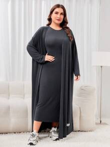 Mulvari 大尺碼純色連衣裙外套2入組 - 灰色 - 查看 1