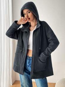 Muchica 束口連帽下垂袖夾克 - 灰色 - 查看 4