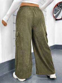 Flirla Eo dây rút Túi có nắp Quần - xanh quân đội - Xem 2