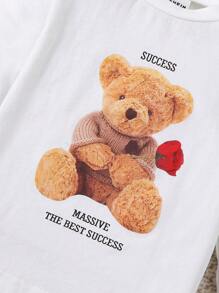 Trẻ sơ sinh In Gấu Hoạt hình Đứng cổ áo Áo - trắng - Xem 7