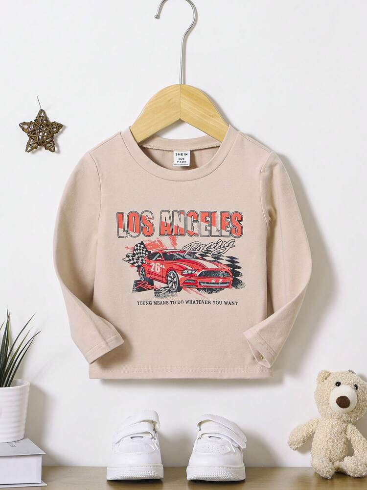 Unisex Baby Sports Leisure Loose Printed Round Neck Long-sleeved Top