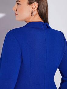 BizChic Women's Plus Size Blue V-neck Jumpsuit - Blue - View 6