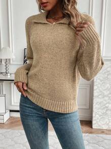 SHEIN LUNE Women's Raglan Sleeve Loose Casual Daily Sweater - Multicolor - View 6