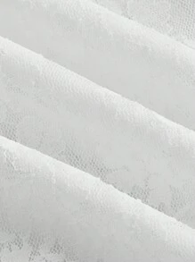 SHEIN MOD 女式純色蕾絲上衣,配有領帶領和羊脂袖 - 白色 - 查看 5