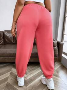 Flirla 女士加大碼彈性腰帶和捲邊抗起毛線運動褲