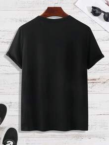 Manfinity Homme Nam Lá thư In Áo thun - màu đen - Xem 2