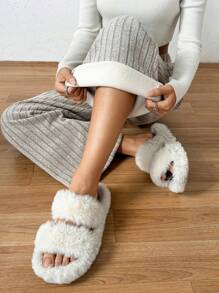 Chiquease 女裝彈力腰線保暖闊腳褲 - 棕色 - 查看 7