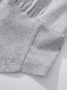 SHEINNeu Zip Up Hooded Crop Sweatshirt - Grey - View 6