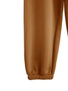 Manfinity Hypemode Lỏng lẻo phù hợp Nam Màu thuần Quần thể thao Với dây rút Eo - Cà phê nâu - Xem 5