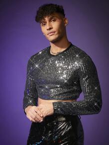 FeverCity 男士珍珠珠飾長袖短版 T 卹 - 彩色 - 查看 6