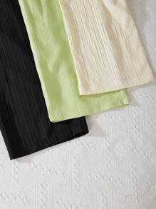 3pcs/set Teen Girls' Long Elastic Waist Straight Leg Pants For Casual Wear, Spring And Summer