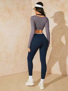 VARSITIE Sports Yoga Basic Thigh High With Tee And Legging Set,Women Tennis Outfit - Multicolor - View 2