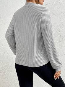 SHEIN Essnce Long Sleeve Half Turtle Neck Solid Thermal T-shirt - Grey - View 2