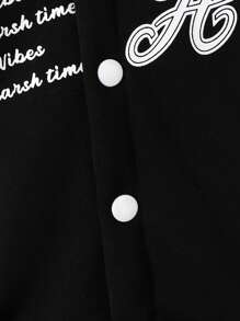 Chaqueta Estilo Universitario Con Bloques De Color Y Estampado De Letras Para Bebé Niño - Negro - Ver 4