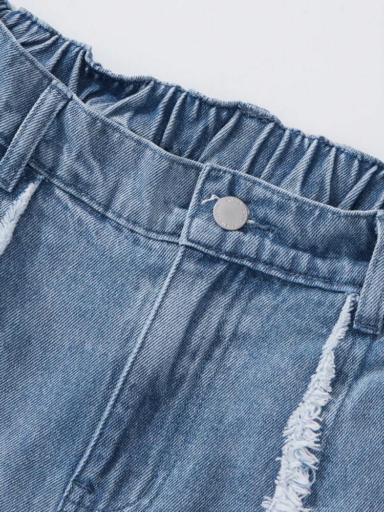 Raw Trim Wide Leg Jeans