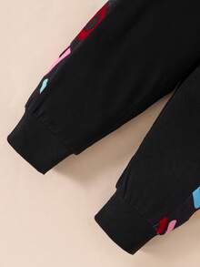 Trẻ sơ sinh In thư Nhiều màu Vá lại Áo nỉ Và Khối màu Dài Quần Bộ , Thích hợp Đối với Mặc hàng ngày , Đường phố , Thời gian rảnh rỗi , Mùa Xuân , Mùa thu , Mùa Đông - Màu Đỏ Sâu - Xem 8