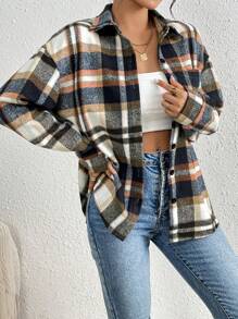 Chiquease 格紋貼袋長袖襯衫 - 彩色 - 查看 3