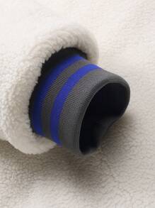 Manfinity Homme Men's Loose Padded Coat With Color-Block & Patched Detail And Zipper Closure - Beige - View 3