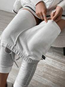 Chiquease White Women's Knotted Elastic Waist Thermal Lined Leggings - White - View 6