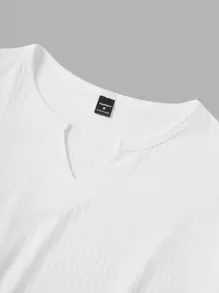 Manfinity Mode Men Simple Solid Color Plain V-Neck Short Sleeve T-Shirt - White - View 4