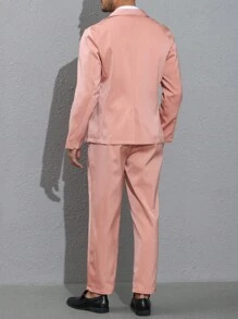 Men's Notch Lapel Single Breasted Gentleman Suit 2pcs/set - Pink - View 2
