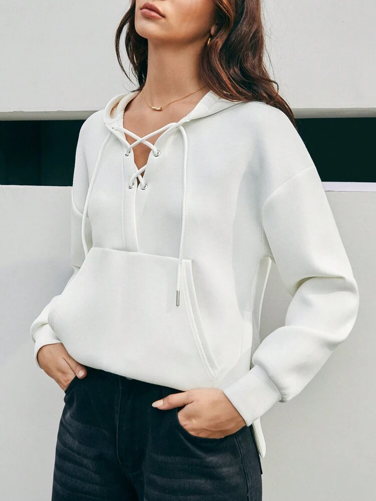 Drawstring Pocket Kangaroo Pocket Hoodie