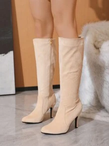 Timesize 女性高跟過膝&及膝靴子,棕色的工作靴子適合冬天