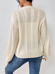 SHEIN Essnce Twist Rope Cardigan Sweater - Apricot - View 2