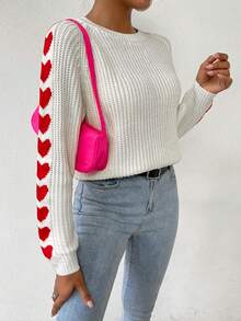 SHEIN Essnce Của phụ nữ Áo len Với Hình trái tim Và Tay Raglan - Nhiều màu - Xem 4