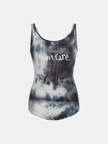 SHEIN Tween Girls Tie Dye Knitted Casual Bodysuit And Round Collar - Multicolor - View 1