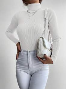 EURMUSE Solid Turtleneck Sweater
