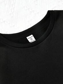 Bé gái tuổi teen Giải trí Hoạt hình Mô hình Tay áo dài Áo chui đầu Hoodie Và Quần thể thao Đối với Mùa thu Mùa Đông - màu đen - Xem 3