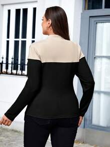 SHEIN Essnce 大尺碼拼色半高領t卹 - 彩色 - 查看 2