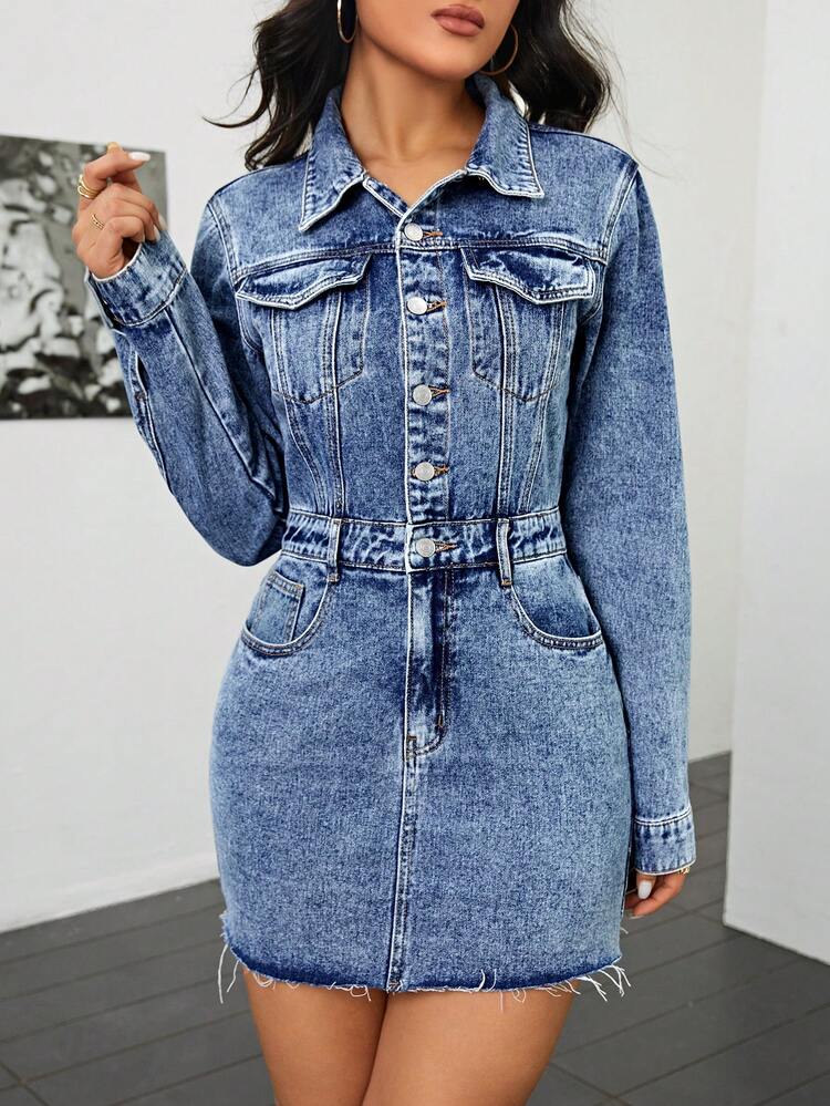 Women's Floral Embroidery Shirt Dress