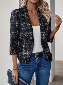 SHEIN Clasi 女式短毛呢外套 - 黑色 - 查看 3