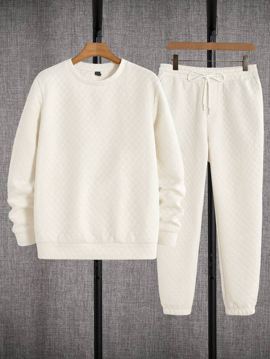 GENTILAND 男士素色衛衣和衛褲 - 杏色 - 查看 1