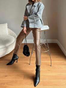 EURMUSE Ladies' Drawstring Waist Tapered Pants - Camel - View 3