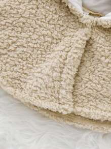 Baby Girl Cartoon 3D Ears Design Hooded Teddy Cape Coat - Apricot - View 5